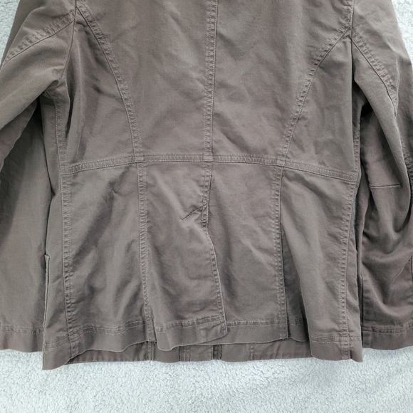 Eileen Fisher Jacket Women's Medium Snap Front Collarless Canvas Brown - Picture 8 of 11